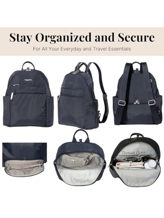 Anti-theft Slash-Resistant Nylon Travel Backpack Daypack w/ RFID Locking Zippers